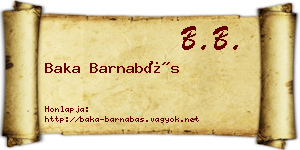 Baka Barnabás névjegykártya