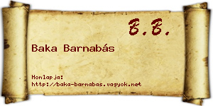 Baka Barnabás névjegykártya